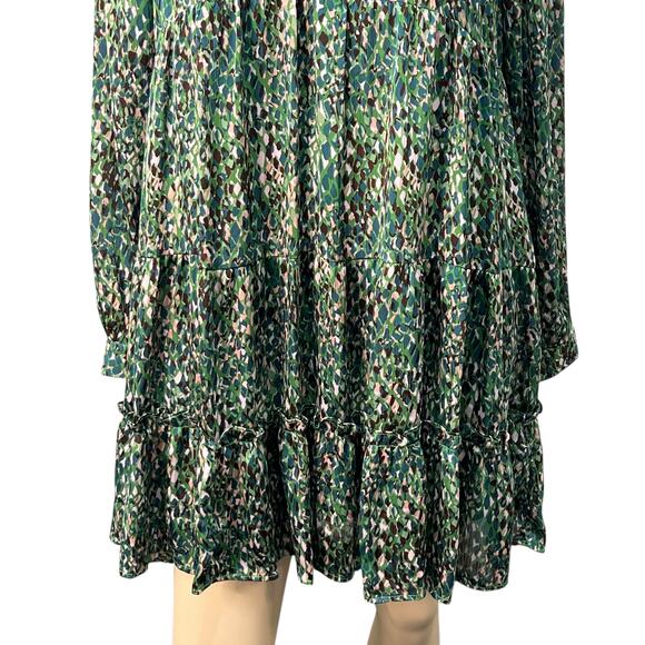 Easel Floral Green Tiered Babydoll Dress S Flowy Earthy Indie Tiered Boho NWT - Picture 3 of 11